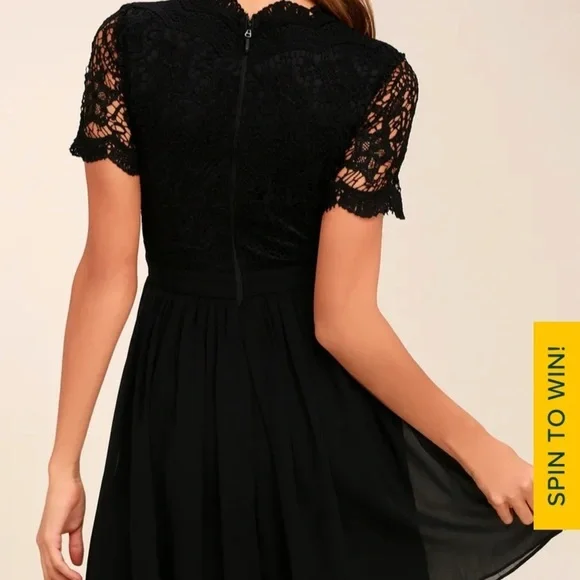 Angel in Disguise Black Lace Skater Dress black flowy mini dress size medium​​​